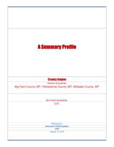 A Summary Profile  County Region Selected Geographies:  Big Horn County, MT; Yellowstone County, MT; Stillwater County, MT