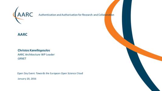 Authentication	and	Authorisation	for	Research	and	Collaboration  AARC Christos	Kanellopoulos AARC	Architecture	WP	Leader