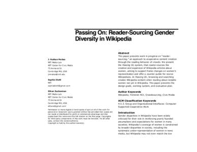 Passing On: Reader-Sourcing Gender Diversity in Wikipedia Abstract [removed]