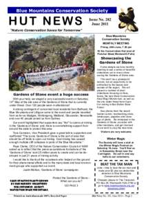Blue Mountains Conservation Society  HUT NEWS Issue No. 282 June 2011