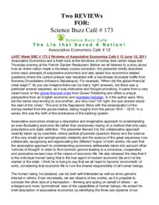 Two REVIEWs FOR: Science Buzz Café # 173 Science Buzz Café  The Lie that Saved A Nation!