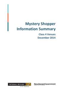 Mystery Shopper Information Summary Class 4 Venues December 2014  Page intentionally left blank.