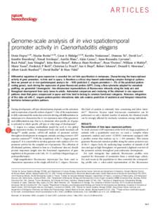© 2007 Nature Publishing Group http://www.nature.com/naturebiotechnology  ARTICLES Genome-scale analysis of in vivo spatiotemporal promoter activity in Caenorhabditis elegans