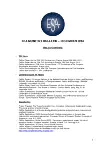 ESA monthly bulletin - December 2014