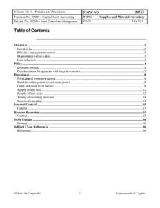 CAPP Manual[removed]Supplies and Materials Inventory