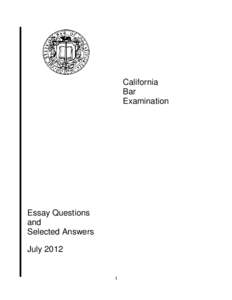 California Bar Examination Essay Questions and