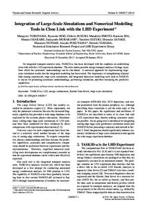 Plasma and Fusion Research: Regular Articles  Volume 9, Integration of Large-Scale Simulations and Numerical Modelling Tools in Close Link with the LHD Experiment∗)