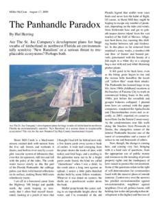 Miller McCune - August 17, 2009  The Panhandle Paradox By Hal Herring  Are The St. Joe Company’s development plans for huge