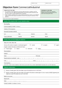 internal use only  internal use only Objection Form Commercial/Industrial COMPLETION OF THIS FORM