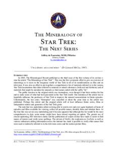 The Mineralogy of  Star Trek: The Next Series Jeffrey de Fourestier, MSM, FMinSoc