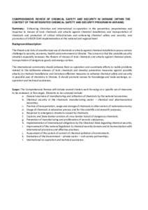 Safety / Prevention / Chemical safety / Occupational safety and health / Security / Environmental law / Industrial hygiene / Safety engineering / Emergency management / Dangerous goods / United Nations Security Council Resolution / Computer security