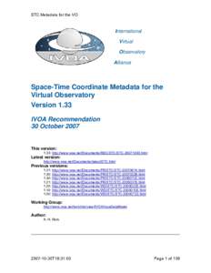 STC Metadata for the VO  International Virtual Observatory Alliance