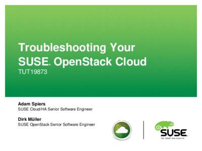 Troubleshooting Your SUSE OpenStack Cloud ® TUT19873