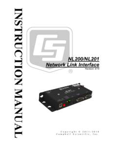 INSTRUCTION MANUAL  NL200/NL201 Network Link Interface Revision: 9/14