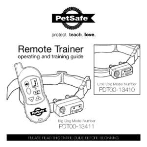 Remote Trainer  operating and training guide Little Dog Model Number