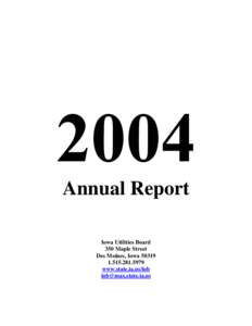 Calendar Year 2004 Annual Report of the Iowa Utilities Board