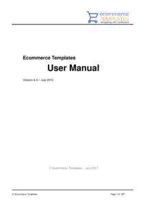Ecommerce Templates  User Manual Version 6.3 – July 2013   Ecommerce Templates – July 2013