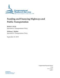 Funding and Financing Highways and Public Transportation