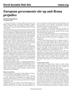 World Socialist Web Site  wsws.org European governments stir up anti-Roma prejudice