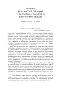 Introduction  Word and Self Estranged: Topographies of Meaning in Early Modern England Philippa Kelly and L.E. Semler