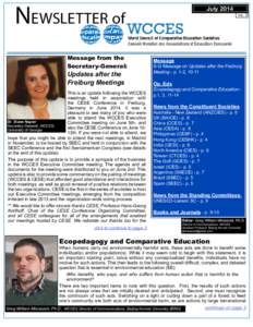 NEWSLETTER of Message from the Secretary-General: Updates after the Freiburg Meetings