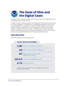 The State of Ohio and the Digital Coast The Digital Coast is a partnership effort and community resource for organizations that manage the nation’s coastal resources. Initiated and led by the National Oceanic and Atmos