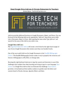 Great Google Drive Add­ons & Chrome Extensions for Teachers  Richard Byrne ­ FreeTech4Teachers.com     