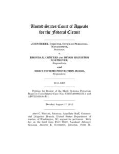 United States Court of Appeals for the Federal Circuit __________________________ JOHN BERRY, DIRECTOR, OFFICE OF PERSONNEL MANAGEMENT, Petitioner,