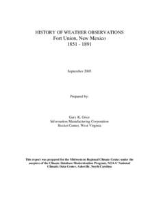 HISTORY OF WEATHER OBSERVATIONS