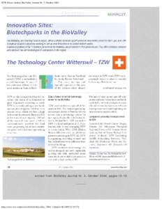 TZW Presse Artikel, BioValley Journal Nr. 3, October 2004