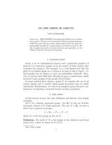 ON THE GIRTH OF GROUPS SAUL SCHLEIMER Abstract. DISCLAIMER: Everything that follows is of a preliminary nature. We give a new invariant for finitely generated groups,