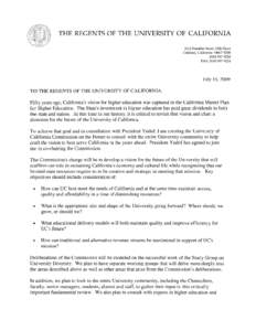 Letter from Regents Chairman Gould announcing UC Commission on the Future