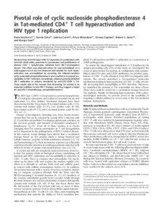 Pivotal role of cyclic nucleoside phosphodiesterase 4 in Tat-mediated CD4؉ T cell hyperactivation and HIV type 1 replication