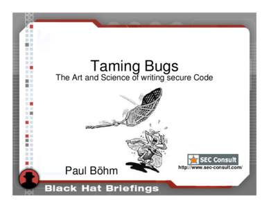 Taming Bugs The Art and Science of writing secure Code Paul Böhm  http://www.sec-consult.com/