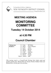 MEETING AGENDA  MONITORING COMMITTEE Tuesday 14 October 2014 at 4.30 PM