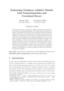 Estimating Nonlinear Additive Models with Nonstationarities and Correlated Errors1 Michael Vogt2,∗  Christopher Walsh3