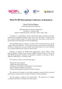 WCRP 3rd International Conference on Reanalysis