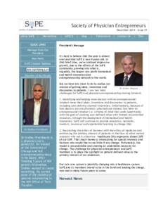 Society of Physician Entrepreneurs DecemberIssue 39 About SoPE |