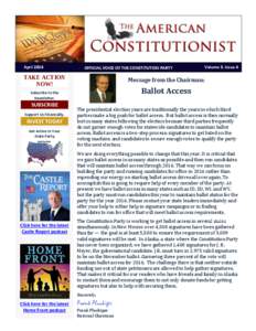 April[removed]OFFICIAL VOICE OF THE CONSTITUTION PARTY TAKE ACTION NOW!