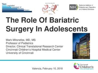 The Role Of Bariatric Surgery In Adolescents Mark Mitsnefes, MD, MS Professor of Pediatrics Director, Clinical Translational Research Center Cincinnati Children’s Hospital Medical Center