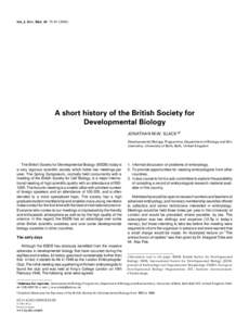 Int. J. Dev. Biol. 44: EGF, epithelium and History of the BSDB