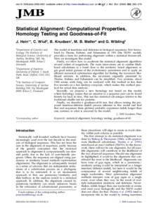 doi:jmbiavailable online at http://www.idealibrary.com on  J. Mol. Biol, 265±279 Statistical Alignment: Computational Properties, Homology Testing and Goodness-of-Fit