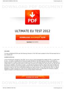 BOOKS ABOUT ULTIMATE EU TESTCityhalllosangeles.com ULTIMATE EU TEST 2012