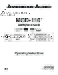 MCD-110  ™ CD/Mp3 PLAYER