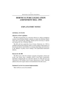 1 Horticulture Legislation Amendment HORTICULTURE LEGISLATION AMENDMENT BILL 1995