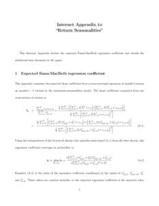 Internet Appendix to “Return Seasonalities” This Internet Appendix derives the expected Fama-MacBeth regression coefficient and details the additional tests discussed in the paper.