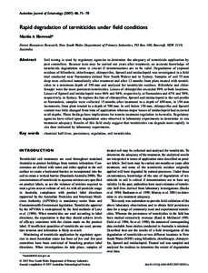 Blackwell Publishing AsiaMelbourne, AustraliaAENAustralian Journal of Entomology1326-6756© 2006 The Author; Journal compilation © 2006 Australian Entomological Society? 20064637578Original ArticleRapid degradation of t