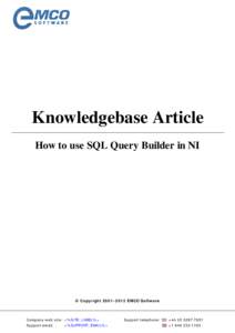How to use SQL Query Builder in NI