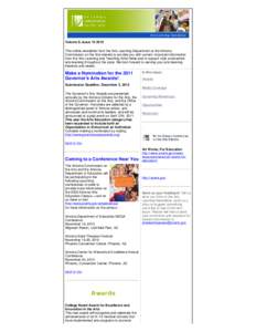Volume 8, Issue[removed]This online newsletter from the Arts Learning Department at the Arizona Commission on the Arts intends to provide you with current, important information from the Arts Learning and Teaching Artist