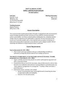 Ethics and the Environment Syllabus 2014